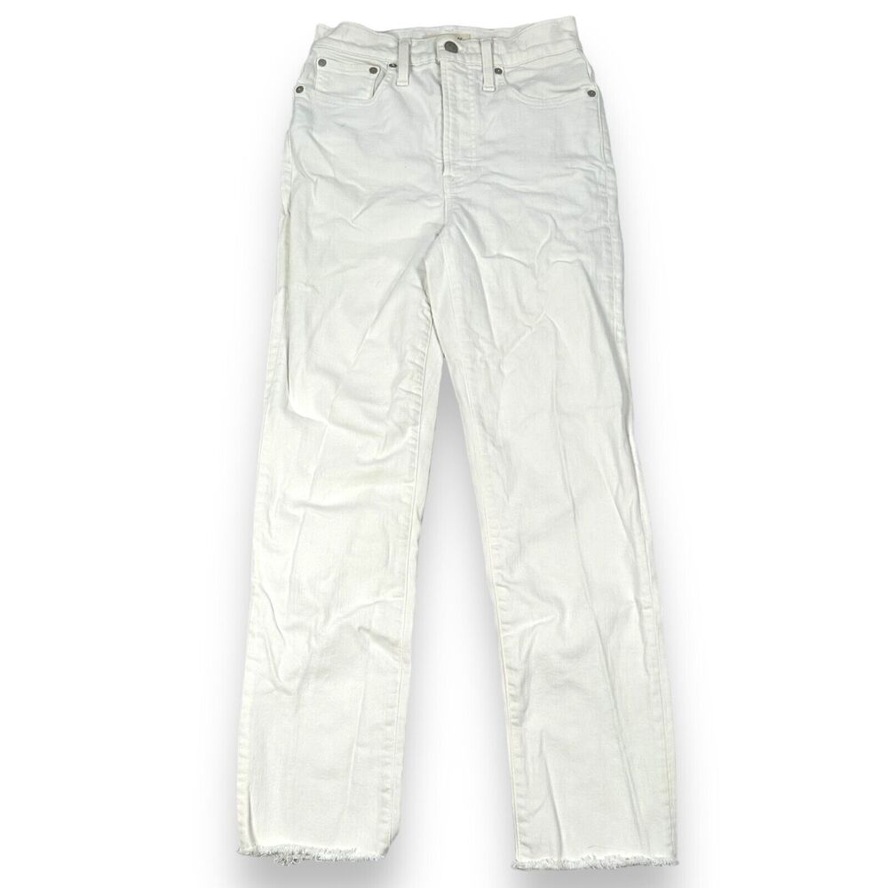 Madewell The Perfect Vintage Crop Jeans Women’s 25 White Frayed Ankles Denim